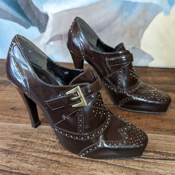 Vintage Stuart Weitzman Brown patent leather oxford heel - Picture 3 of 12